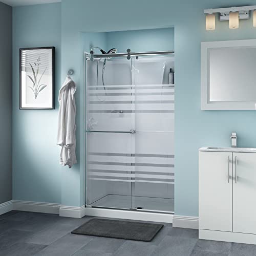Delta Shower Doors Sd3276561 Trinsic Semi-Frameless Contemporary Sliding Shower Door 48In.x71In Handle, Chrome Track #TOP10