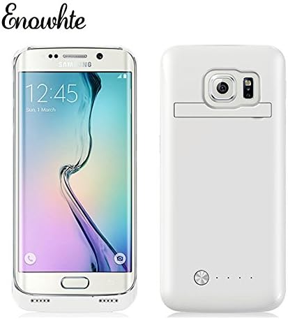 For Samsung Galaxy S6 Edge Battery Case, Jazer Ultra Slim Rechargeable 4200mAh Battery Charger Case External Battery Pack Power Bank Powerstatin Power Reserve Juice Pack Backup Battery For Samsung Galaxy S6 Edge with Kickstand - Audio Jack Input,Micro USB Output - Retail Packaging (White)