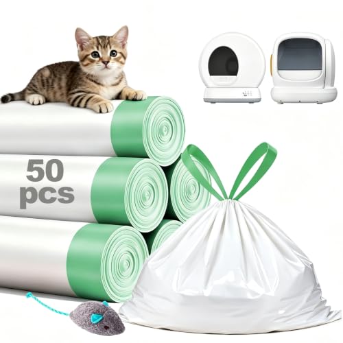 AWoHH 50 Count Cat Litter Bag Liners, Only Compatible with MW-SC01/SC02/SC09/LR01 Meowa Self-Cleaning Cat Litter Box, Thick Leakproof, 18" x 12.6"
