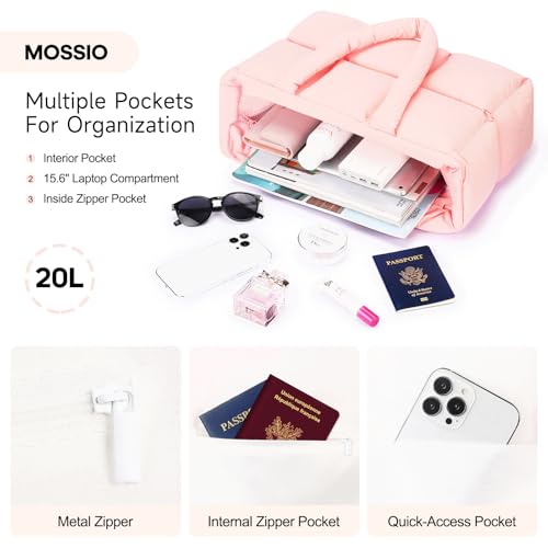 Mossio Travel Puffer Tote Bag for Women - Large Quilted Shoulder Bag Handbag Puffy Weekender Overnight Bag for Shop Work Gym4