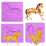 Horse Silicone Molds Animal Resin Molds Running Horse Fondant Molds for Cake Decorating Cupcake Topper Candy Polymer Clay Chocolate Gum Paste Set of 3