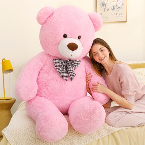 MorisMos Giant Huge Cuddly Stuffed Animals Plush Teddy Bear Toy Doll for Girlfriend Christmas Pink 1.4M