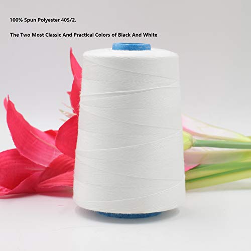 Hilos de coser poliéster 3000 yardas 2 bobinas negro y blanco miniatura 6