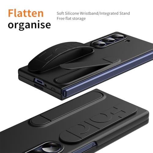 Image of for Samsung Galaxy Z Fold 8 Ultra Protect Case with Wristband Stand, Built-in Screen & Lens Protection Shockproof Full Body Drop Fall Protection.(Black)