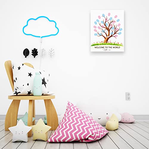 Misaidou Gender Reveal Fingerprint Tree Canvas Decoration, Gender Reveal Party Games, Baby Shower Guest Book Party Ideas, Baby Shower Guest Book with Seal