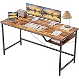 Mericonia Computertisch mit Ablagefach rechts, 80 x 50 cm Kleiner Schreibtisch Studierschreibtisch für kleinen Raum, Moderner einfacher PC-Schreibtisch, Braun