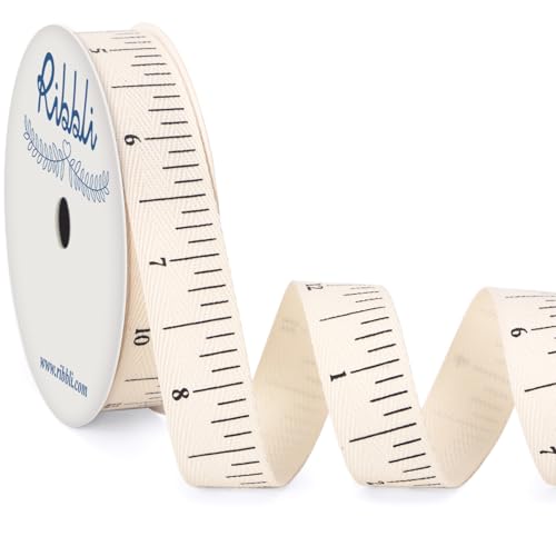Ribbli Ruler Ribbon Natural Twill Tape Cotton Ribbon Use for Gift Wrapping Back to School Day Teachers Day Baking Crafts -5/8 Inch x 10 Yard (30 Feet)