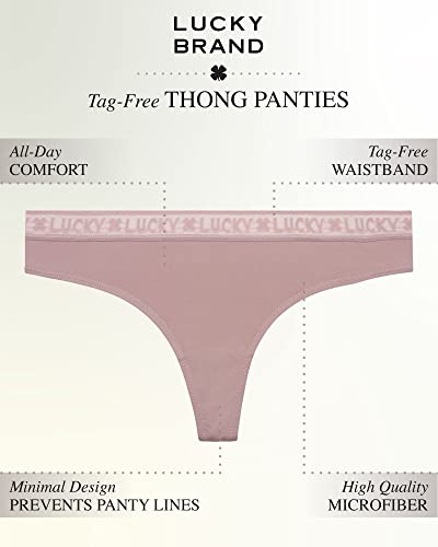 Lucky Brand Women's Underwear - 10 Pack Microfiber Thong Panties (S-Xl), Size Small, Gardenia/Natural/Silver Sconce/Black/Multi #TOP1