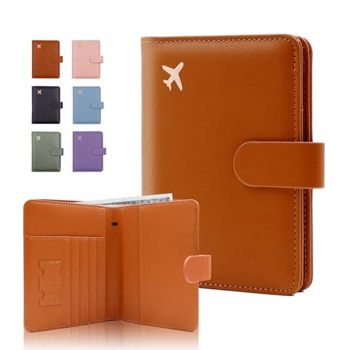 Image of Melsbrinna Premium Leather Passport Holder Covers Case, Waterproof Rfid Blocking Travel Wallet Passport Holder with Pen Holder, Cute Passport Book for Women /Men