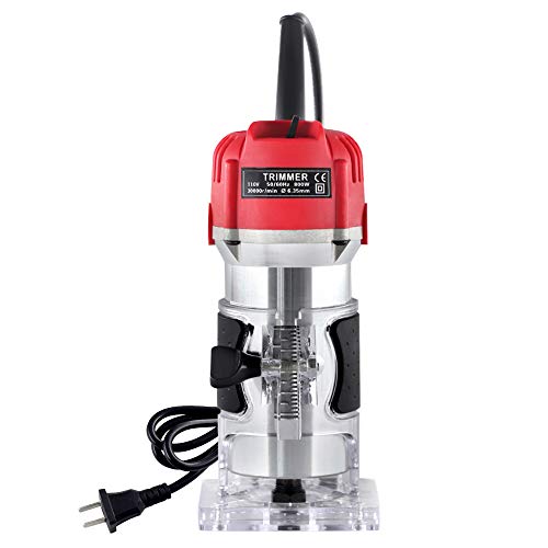 Compact Electric Hand Wood Trimmer,800W Portable Woodworking Router Slotting Cutting Trimming Machine Joiners Tool 30000R/MIN 110V