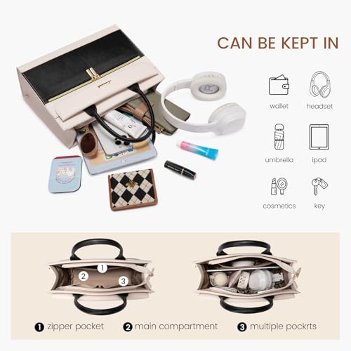 Image of LOVEVOOK Purses and Handbags for Women,Leather Shoulder Bag Black Purse Tote,Satchel Crossbody Bags Top Handle for Ladies