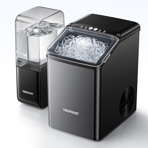 Image of VIBOFROST Nugget Ice Makers Countertop with 1.32 Gallon Tank, 40 lbs /24H, Chewable Sonic Ice, Pellet Ice Machine with Auto Descaling System, Scoop Included, Stainless Steel