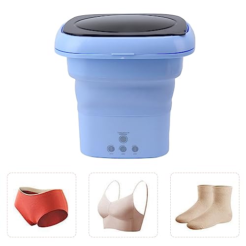 Folding Washing Machine, TPE and PP High Efficiency Portable Bucket Washer High Speed Motor Large Internal Capacity for Blueprints (US Plug)