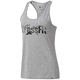 Logo brodé rouge (DY8407). Reebok Rc Print Fill Logo Tank T-Shirt sans Manches pour Femme XS Gris (Medium Grey Heather)