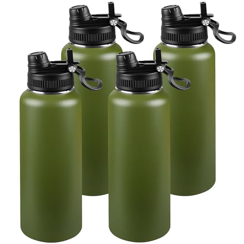 40oz Insulated Water Bottle - 2-in-1 Leak-Proof Lid (Sip/Straw) +