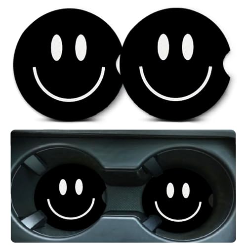 Car Coasters for Cup Holders,2 Pack Smiley Face Car Coasters,2.75
