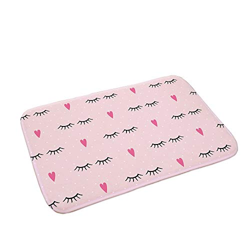 HLXX Anti-Slip Absorb Water Bath Mat Cartoon Eyelash Bathroom Kitchen Bedroom Floor Mat Entrance Kids Prayer Mat A23 40x60cm
