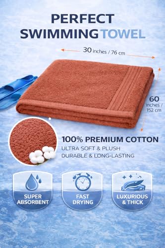 Image of Fitness Mantra Cotton Bath Towel 650 GSM | Heavyweight, Soft & Absorbent | Quick Dry | Large 30 x 60 Inch Towel for Daily Bath Use | 1 Peace| Peach|