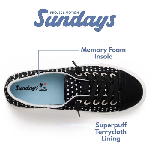 Image of Sundays Canvas Sneakers Women - Memory Foam Insole with Breathable Canvas Shoes for Women Footwear - Non-Slip with Lightweight and Comfortable Womens Sneakers