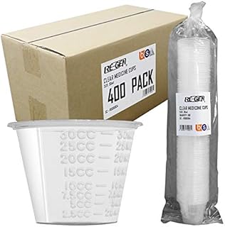400 Pack, RE-GEN 30ml Clear Plastic Reusable Graduated Medicine Medication Kitchen Measuring Pot Cup Containers