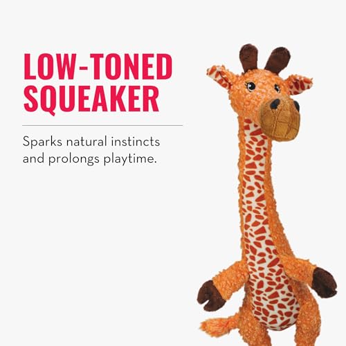 KONG – Shakers Luvs Giraffe – Interaktives Zerr– und Apportierspielzeug – Kleine Hunde