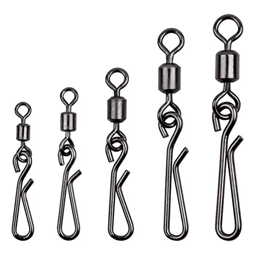 Vateico Rolling Swivel With Fast Clips,100Pcs/Pack Stainless Steel Fast Snaps Quick Change High Strength Speed Clips Fishing Line Connector Freshwater Trolling Accessories (2# - 100Pcs) #TOP20