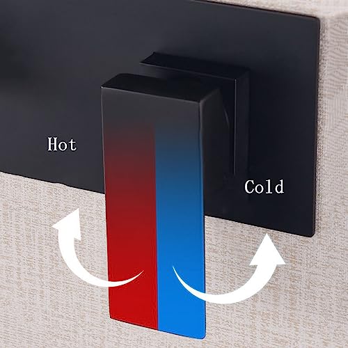 Mitigeur de lavabo mural cascade en laiton avec commande d'eau chaude et froide