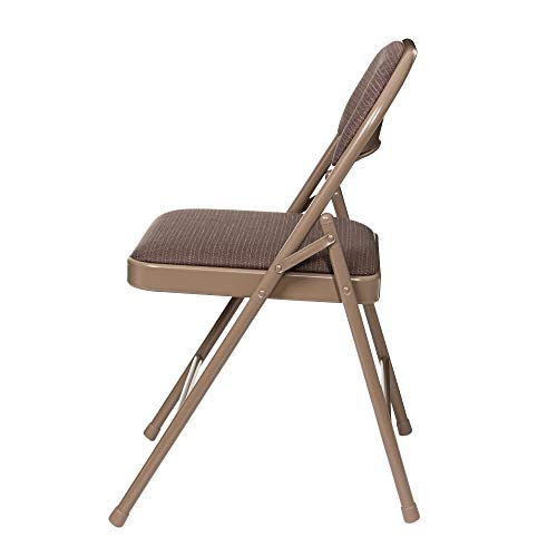 OEF Furnishings (4 Pack) Fabric Upholstered Steel Folding Chair, Star Trail Brown