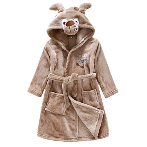 Kids Cartoon Hooded Bathrobe Pajamas Sleepwear Toddler Robe for Girls Boys (Puppy, 2T)