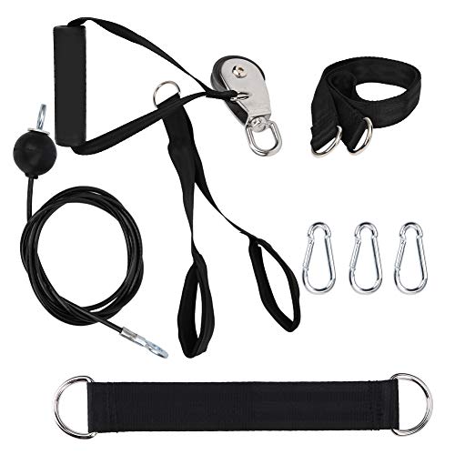 XHTLLO Fitness DIY Pulley Rope Arm Strength Triceps Cable with Wheel Accessory, 360° Rotating Pulley for Twisting Prevention, Strong Load Capacity, Stainless Steel Construction, for Various Exercises