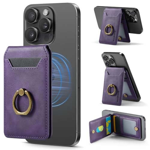 Porte-Cartes en Cuir de Luxe iPhone 16 Pro Max Violet Accessoire Premium