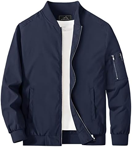 MAGCOMSEN Men's Casual Jackets Bomber Jacket Lightweight Jacket Casual Light Windbreaker Jackets for Men Navy,S