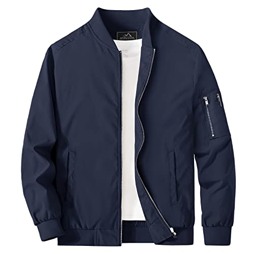 MAGCOMSEN Men’s Bomber Jacket with Pockets Lightweight Casual Windbreaker Full Zip Spring Fall Coat