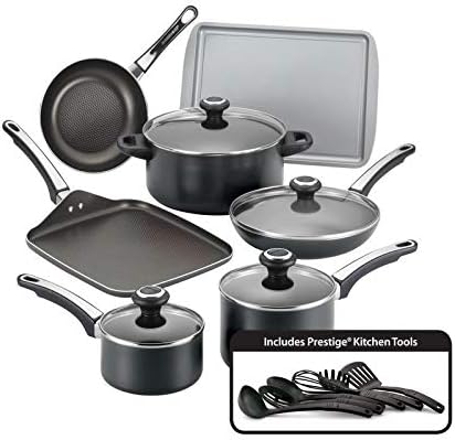 Pemberly Row Nonstick 17 Piece Cookware Set in Black