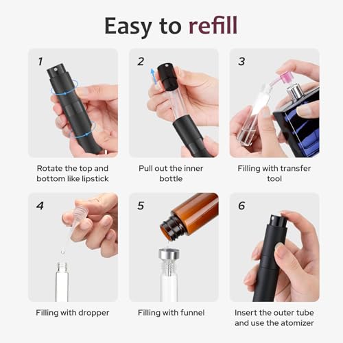 Image of LISAPACK 8ml Travel Perfume Bottle Refillable, 3 PCS Cologne Atomizer Spray