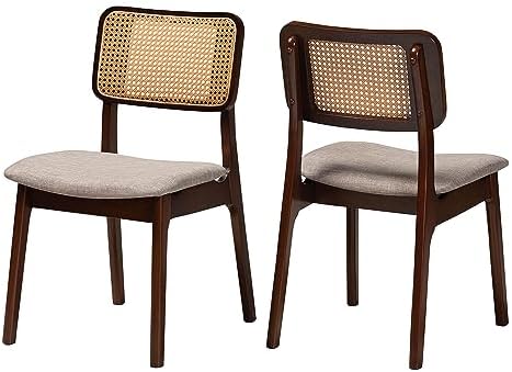 Baxton StudioDannon Dining Chairs, Set of 2, Grey/Walnut Brown/Light Brown