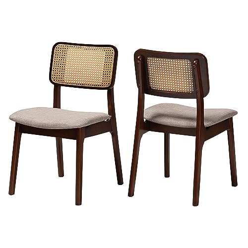 Baxton StudioDannon Dining Chairs, Set of 2, Grey/Walnut Brown/Light Brown