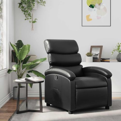 Frdhee Sillón de salón, sillón de relax negro de piel sintética para dormitorio, jardín