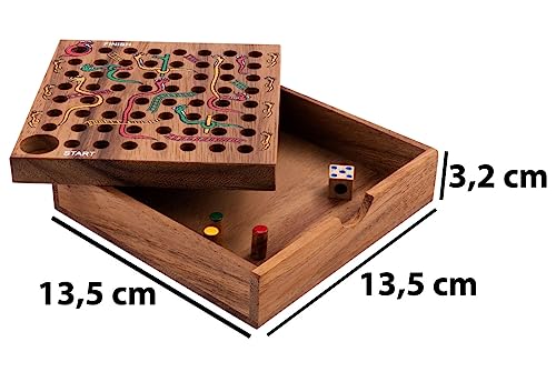 Engelhart - 350280- Snakes and ladders game in a wooden box - travel game for age 4 plus - 2 to 4 players 13.5 x 13.5 x 3.5 cm - Image 2