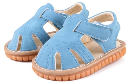 Image of Baby Boys Girls Squeaky Sandals Summer Closed-Toe Anti-Slip Premium Rubber Sole Toddler First Walkers Shoes