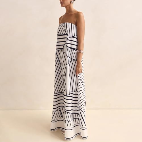 Image of Zwirelz Women Strapless Maxi Dress Boho Floral Print Flowy Long Tube Dress Off Shoulder Loose Beach Sundress