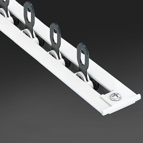 Recessed Invisible Slimline Curtain Track, Ceiling Curtain Track System, White/black, Nylon Wheels/steel Blade Wheels, 1-4m Curtain Rod, For Room Dividers (Color : White-B, Size : 4M/13.1ft)