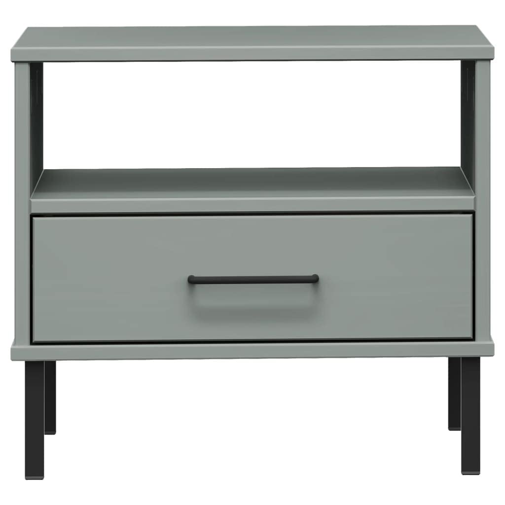Table de chevet Oslo avec tiroir en pin massif gris 50 x 50 cm