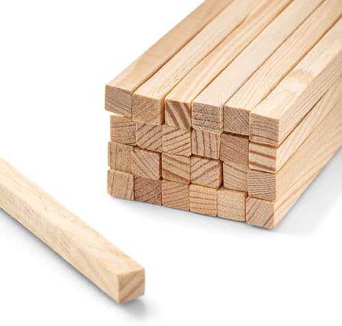 Mendi 25 x Square Wooden Sticks (10 mm, 100 cm)