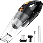 Powools Handheld Vacuum Cordless with 2 Filters, Car Vacuum Cleaner High Power with Fast Charge Tech, Portable Rechargeable Mini Vacuum with Large-Capacity Battery, Orange, 14.3"X4.6"X4.0"