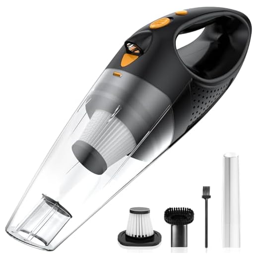 Powools Handheld Vacuum Cordless with 2 Filters, Car Vacuum Cleaner High Power with Fast Cahrge Tech, Portable Rechargeable Mini Vacuum with Large-Capacity Battery, Orange, 14.3"X4.6"X4.0"