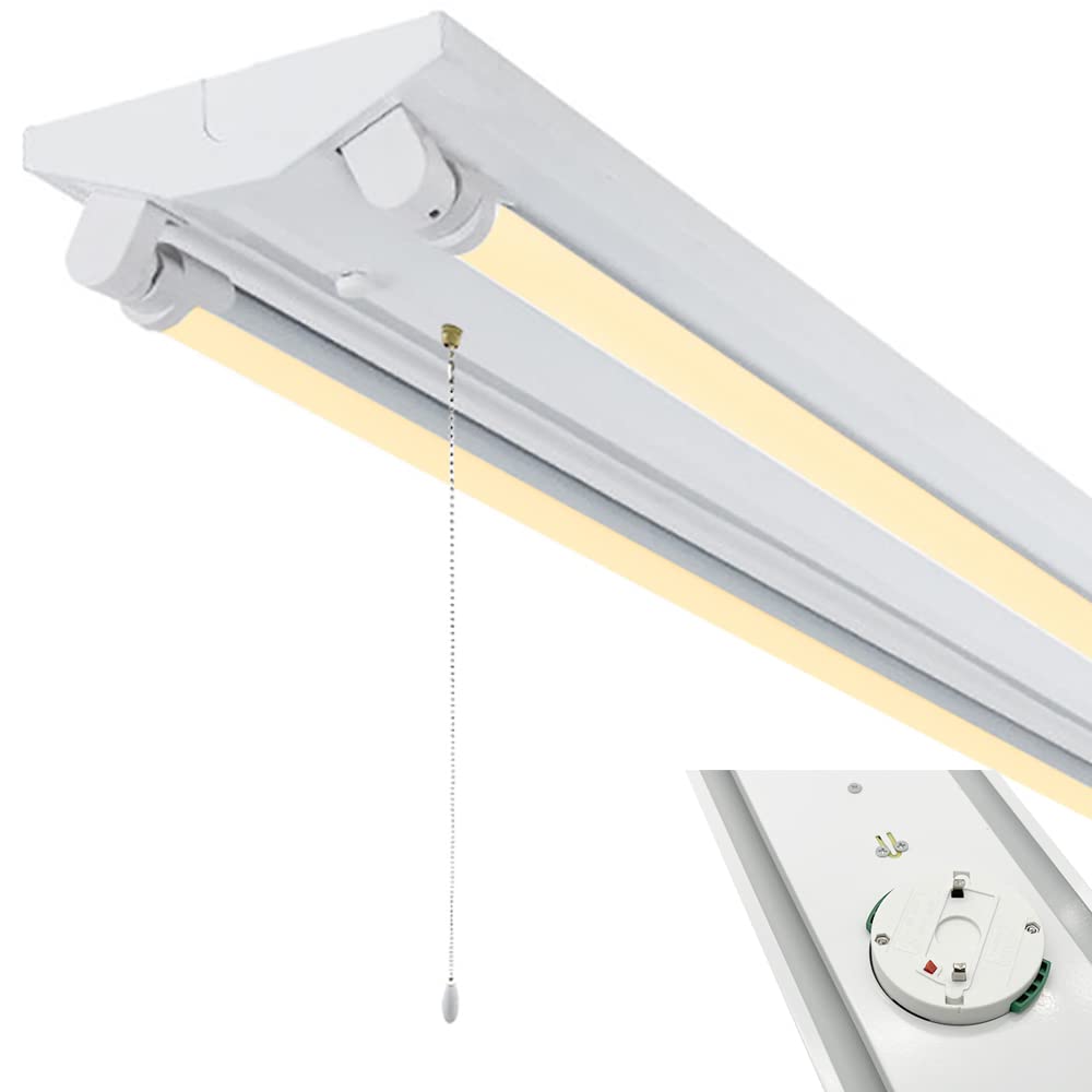 【お値下げ中】オレンジ シーリングライト 引き紐式 引掛シーリング式LED蛍光灯照明器具 笠付トラフ型 引きひも