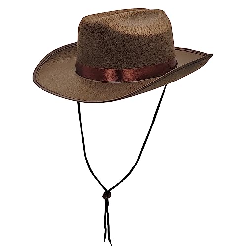 Image of The Dreidel Company Cowboy Felt Western Hat, 22 inch Circumference Dress Up Costume Clothes for Kids, Pretend Play, Party Favors