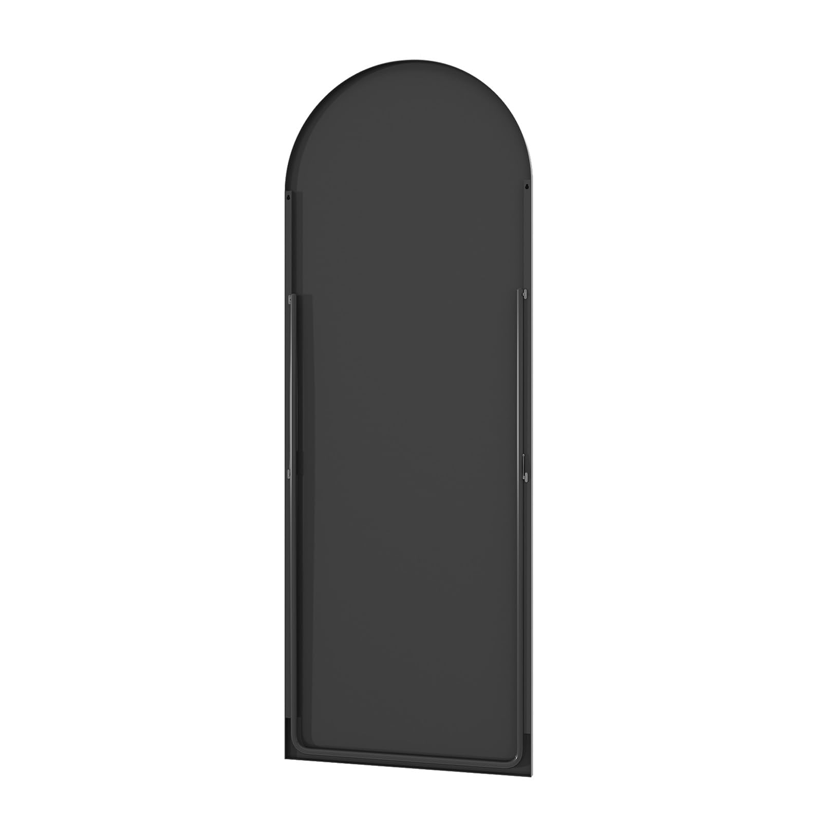 Specchio su piedistallo, 162 x 53 cm, specchio ad arco, grande da posare, con vetro robusto, specchi a tutta lunghezza, telaio in lega di alluminio nero per camera da letto, ingresso, soggiorno