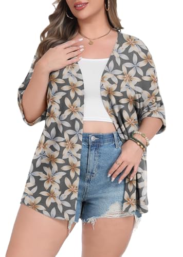 Image of Lastshe Womens Plus Size Cardigan Short Sleeve Lightweight Loose Cover Ups Open Front Sweaters Summer Cardigan